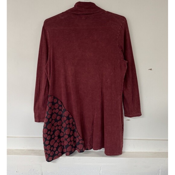 Chalet et Ceci Tunic Dress Cowl Neck Zip Abstract Long Sleeve Flawed Medium - Picture 3 of 11